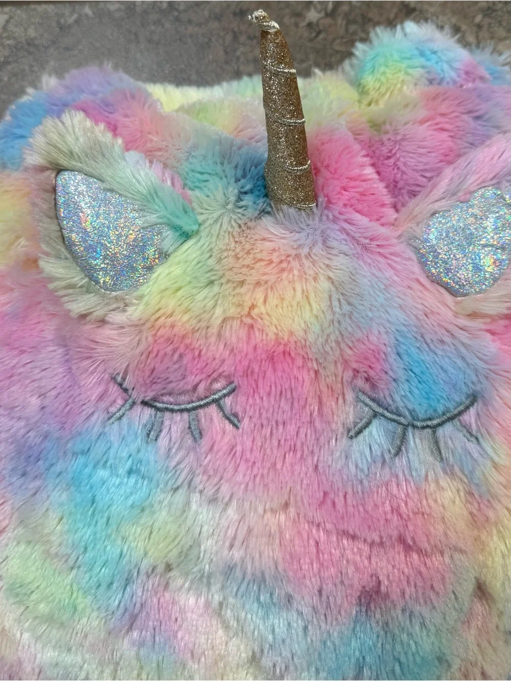 Justice Multicolor Pastel Unicorn Plush Blanket in a Bag